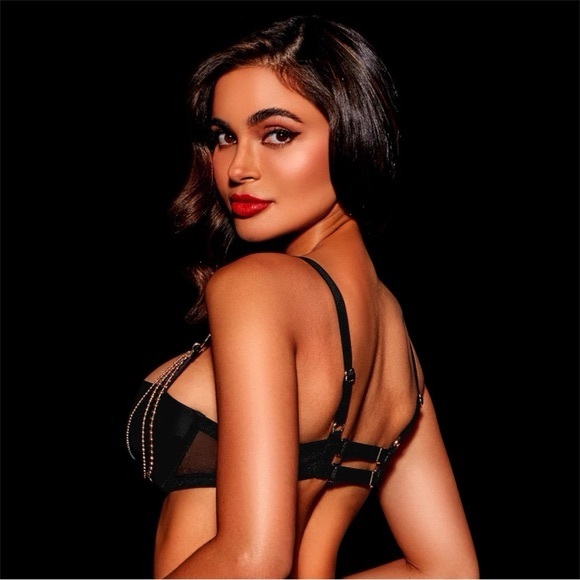 HONEY BIRDETTE SANA BLACK GOLD CIRCLE HANGING CHAIN PUSH-UP BALCONETTE BRA - Picture 4 of 10